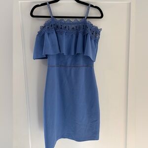 Blue Lace Off-Shoulder Dress